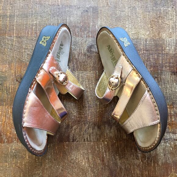 Alegria Colette Strap Sandal Womens 38 7.5-8 Rose Gold Leather Metallic Classic - Picture 6 of 10